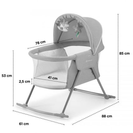 KINDERKRAFT - Baby cot 3in1 LOVI grey