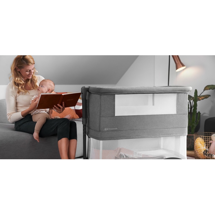 KINDERKRAFT - Baby crib NESTE GROW dark grey