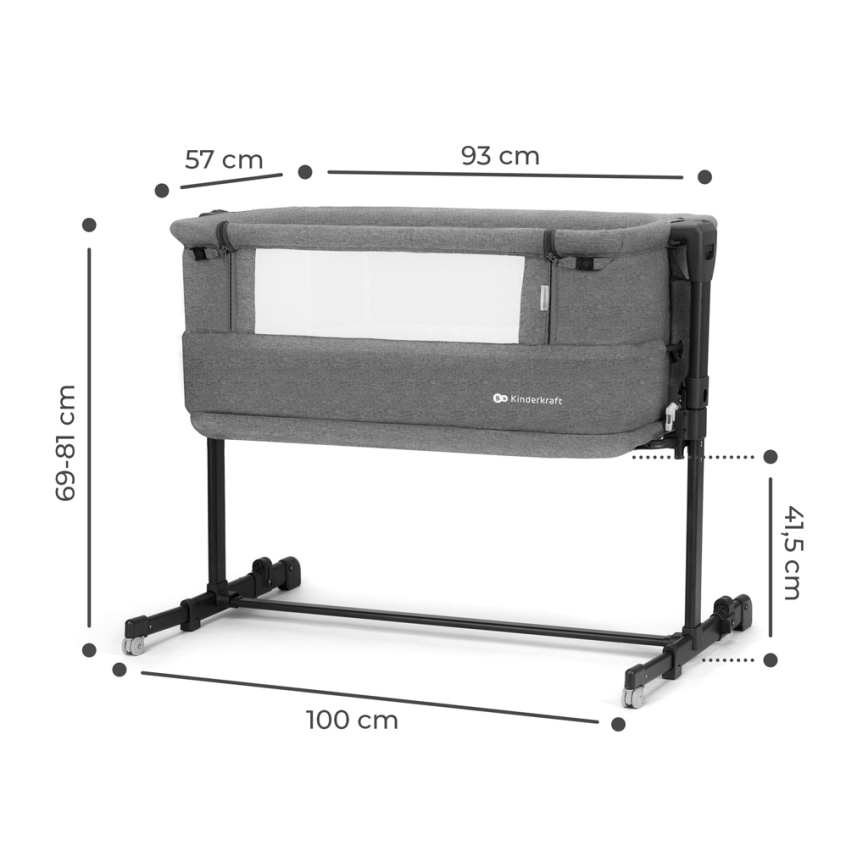 KINDERKRAFT - Baby crib NESTE GROW dark grey