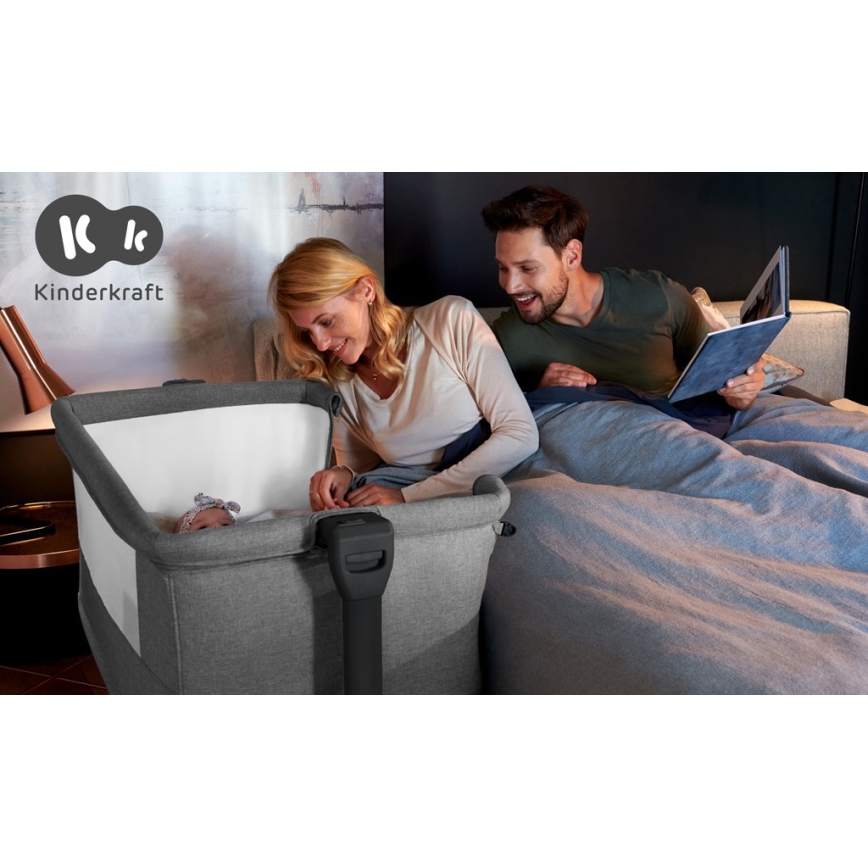 KINDERKRAFT - Baby crib NESTE GROW light grey
