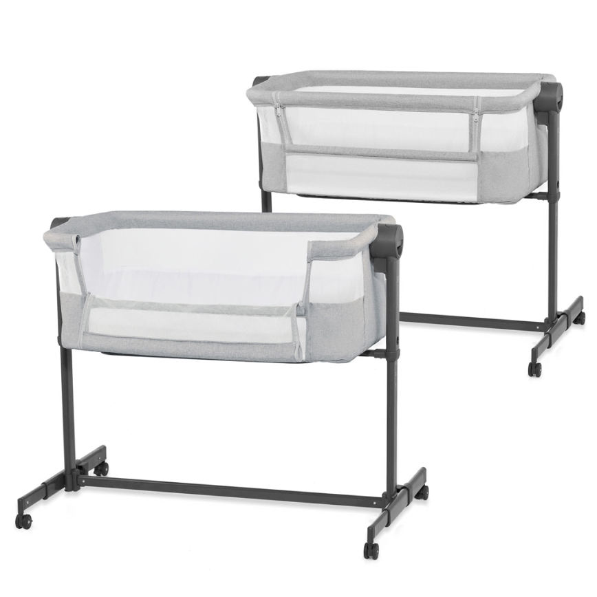 KINDERKRAFT - Baby crib NESTE UP 2 light grey