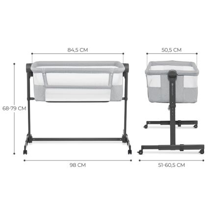 KINDERKRAFT - Baby crib NESTE UP 2 light grey