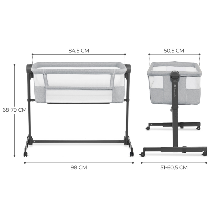 KINDERKRAFT - Baby crib NESTE UP 2 light grey
