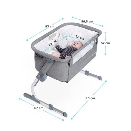 KINDERKRAFT - Baby crib UNO UP dark grey