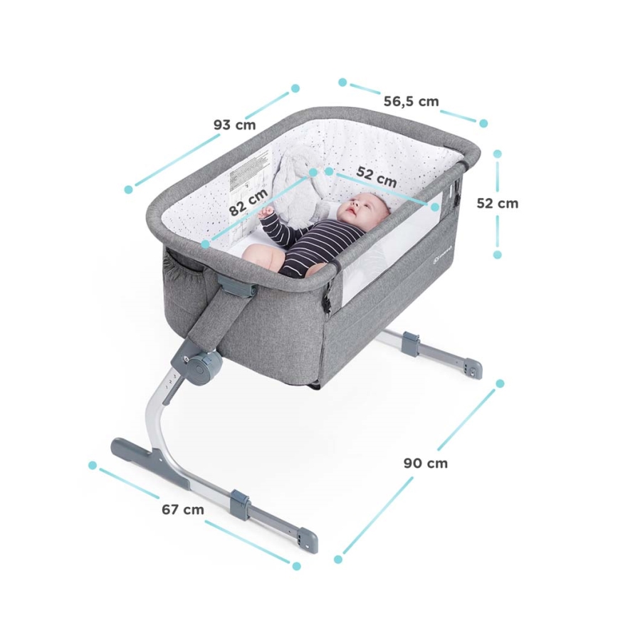KINDERKRAFT - Baby crib UNO UP dark grey