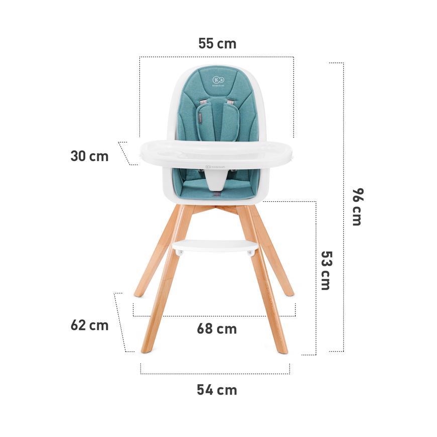 KINDERKRAFT - Baby dining chair 2in1 TIXI pink