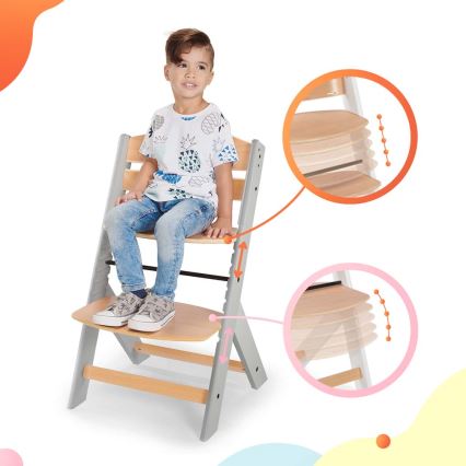 KINDERKRAFT - Baby dining chair with upholstery ENOCK grey