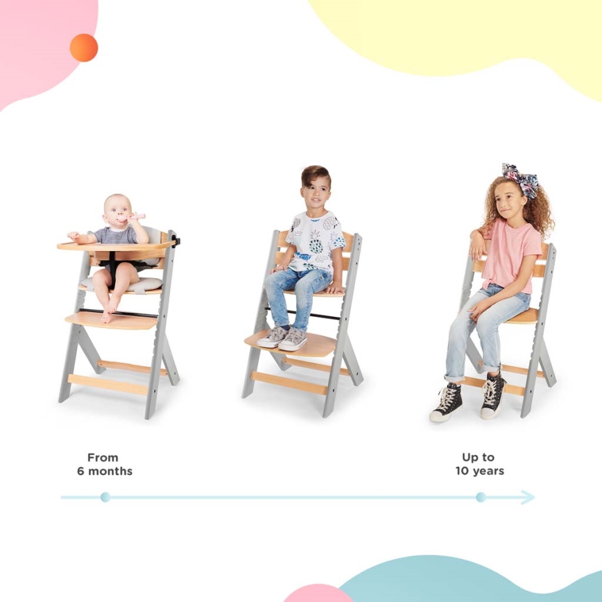 KINDERKRAFT - Baby dining chair with upholstery ENOCK grey