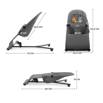 KINDERKRAFT - Baby lounger MIMI grey