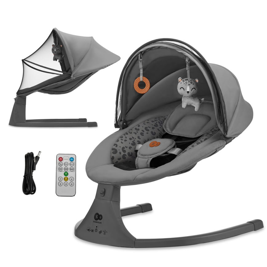 KINDERKRAFT - Baby rocker with melody 2in1 LUMI dark grey