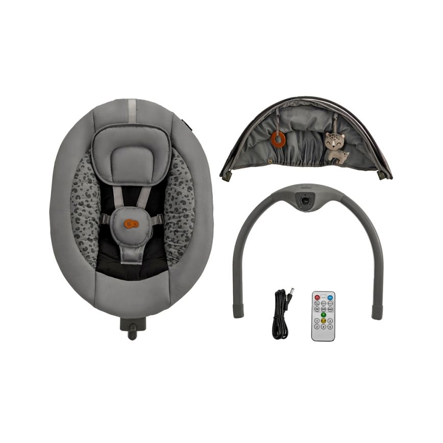 KINDERKRAFT - Baby rocker with melody 2in1 LUMI dark grey