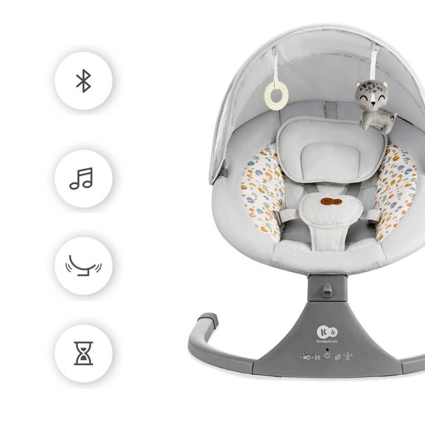 KINDERKRAFT - Baby rocker with melody 2in1 LUMI light grey