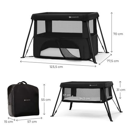 KINDERKRAFT - CAMI 3-in-1 Travel Cot, Black