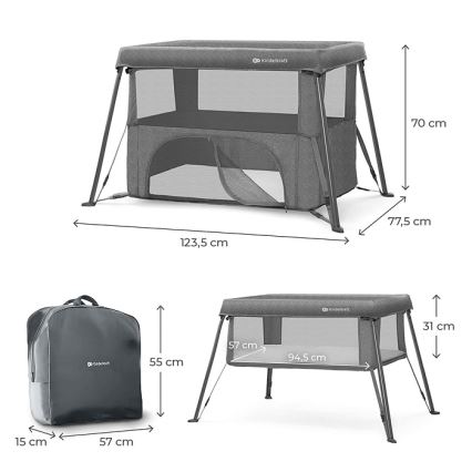 KINDERKRAFT - CAMI 3-in-1 Travel Cot, Grey