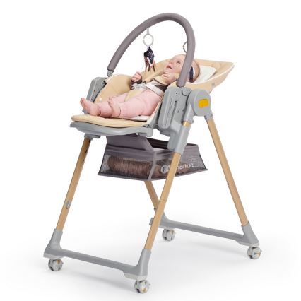 KINDERKRAFT - Children's dining chair 2in1 LASTREE beige/grey