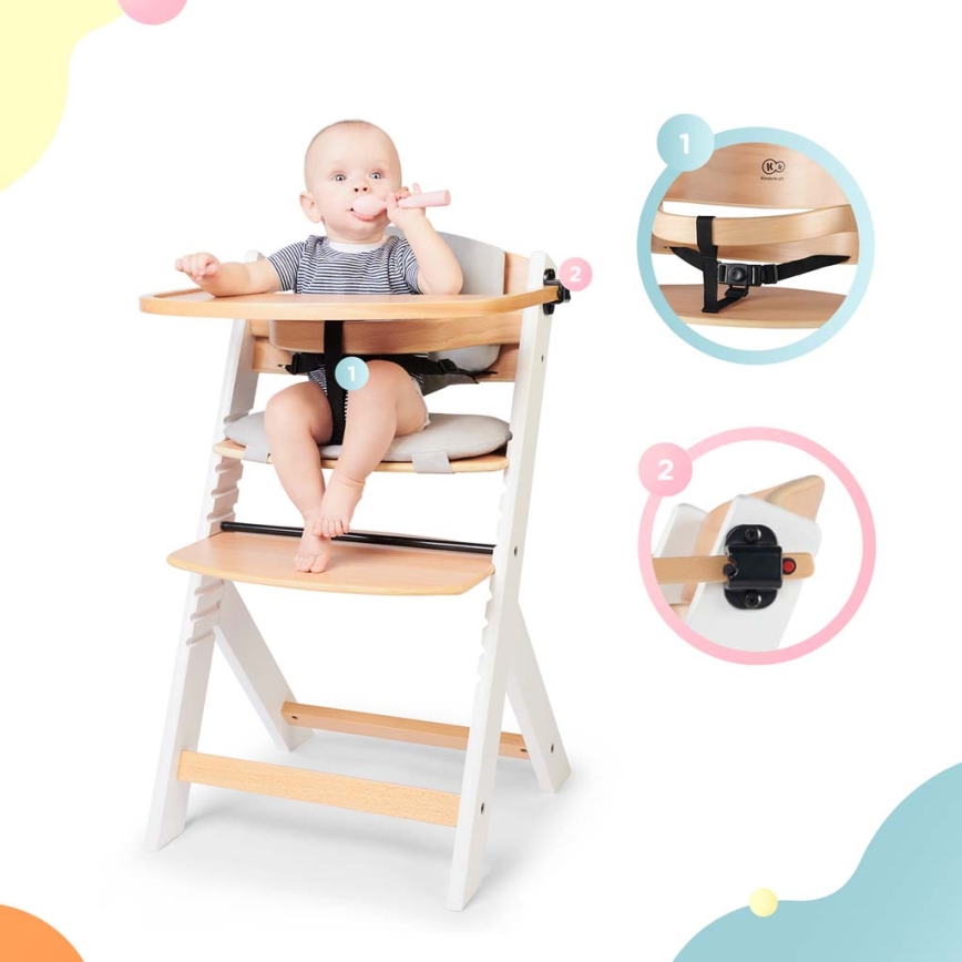 KINDERKRAFT - Children's dining chair ENOCK with cushions grey/white