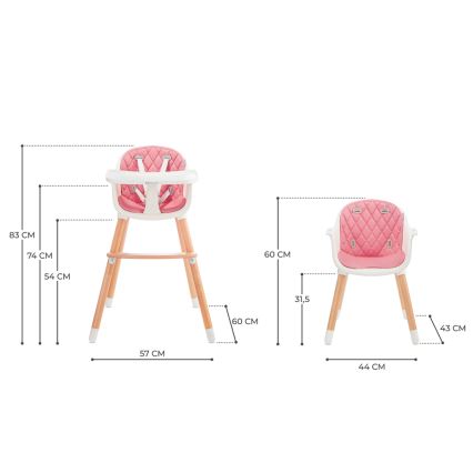 KINDERKRAFT - Children's dining chair SIENNA beech/pink