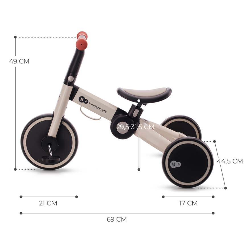 KINDERKRAFT - Children's push bike 3in1 4TRIKE grey