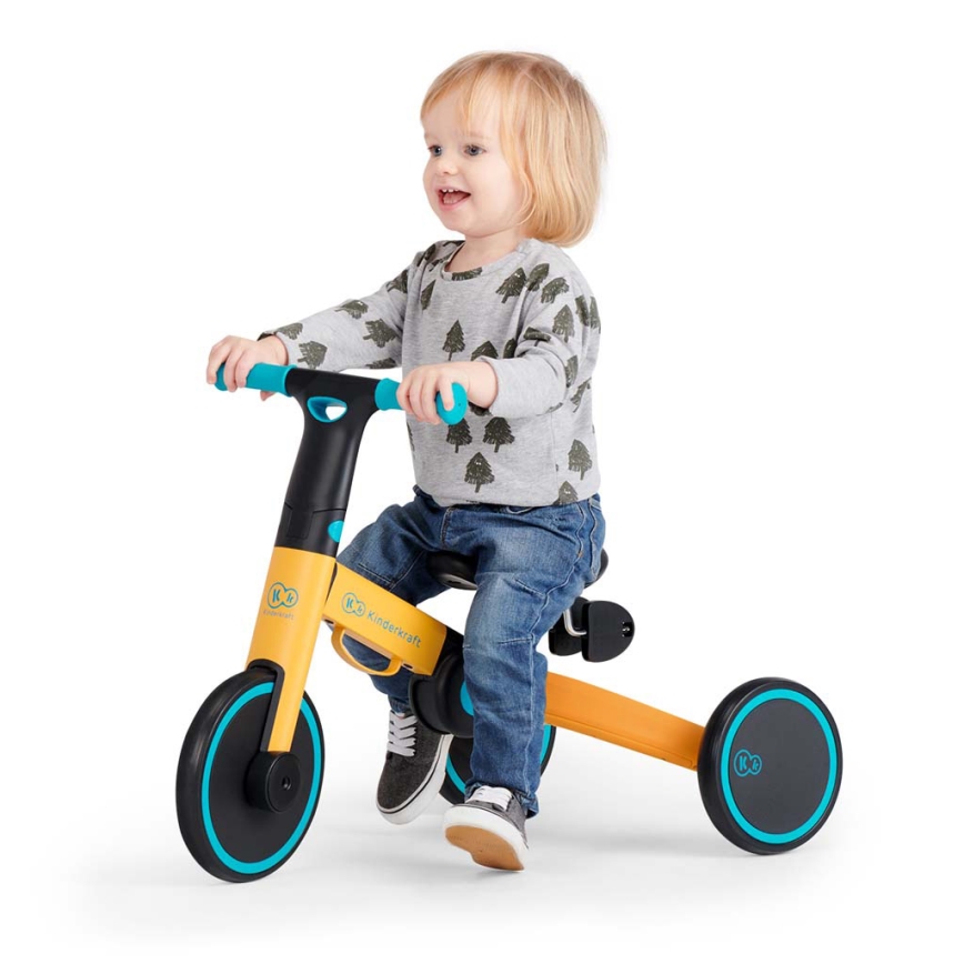KINDERKRAFT - Children's push bike 3in1 4TRIKE yellow/turquoise