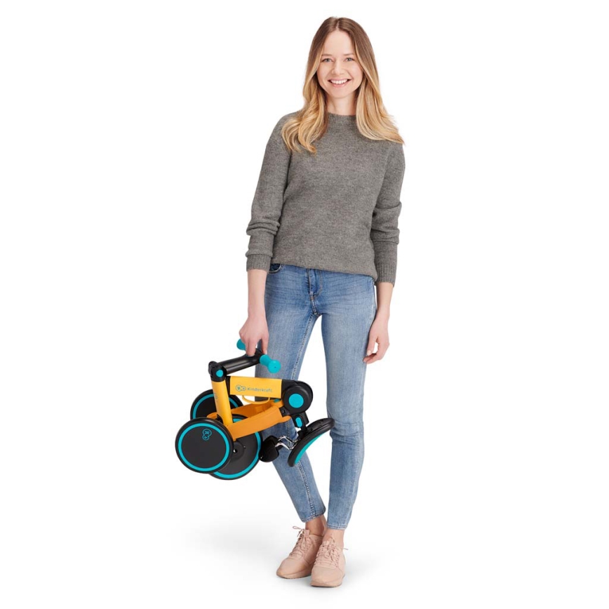 KINDERKRAFT - Children's push bike 3in1 4TRIKE yellow/turquoise