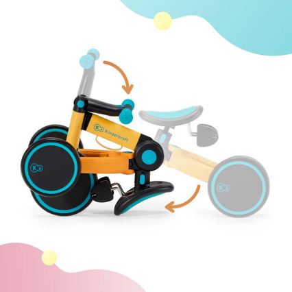 KINDERKRAFT - Children's push bike 3in1 4TRIKE yellow/turquoise