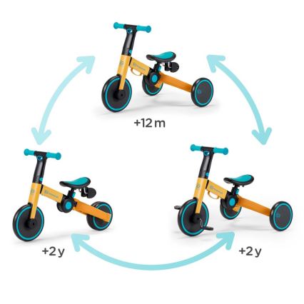 KINDERKRAFT - Children's push bike 3in1 4TRIKE yellow/turquoise