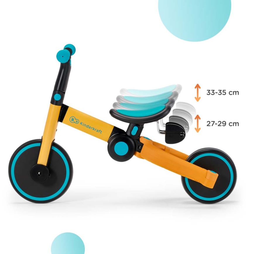 KINDERKRAFT - Children's push bike 3in1 4TRIKE yellow/turquoise