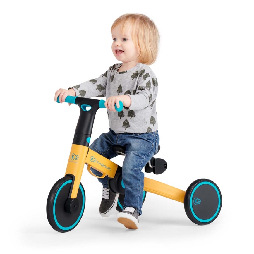 KINDERKRAFT - Children's push bike 3in1 4TRIKE yellow/turquoise