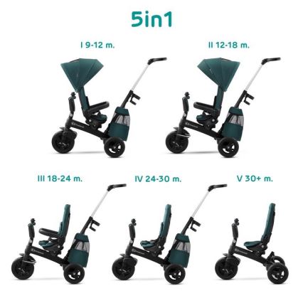 KINDERKRAFT - Children's tricycle 5in1 EASYTWIST green/black