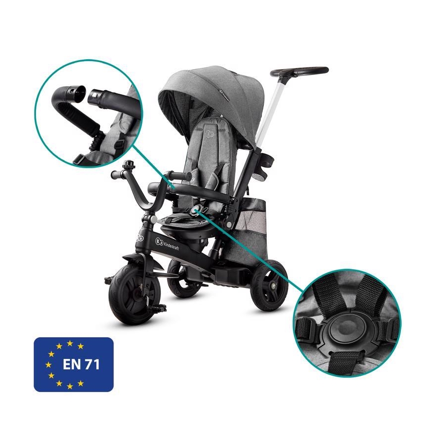 KINDERKRAFT - Children's tricycle 5in1 EASYTWIST grey/black