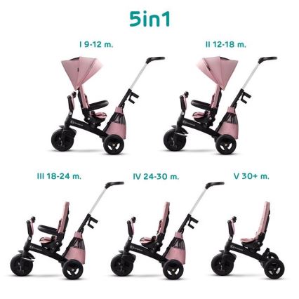 KINDERKRAFT - Children's tricycle 5in1 EASYTWIST pink/black