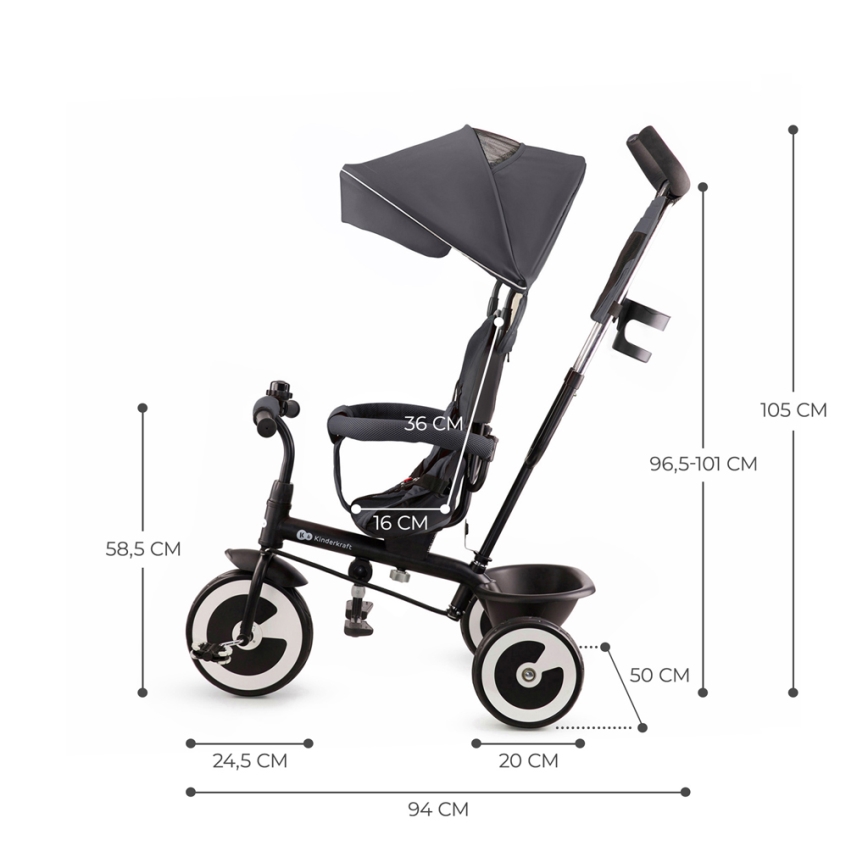 KINDERKRAFT - Children's tricycle ASTON Malachite grey
