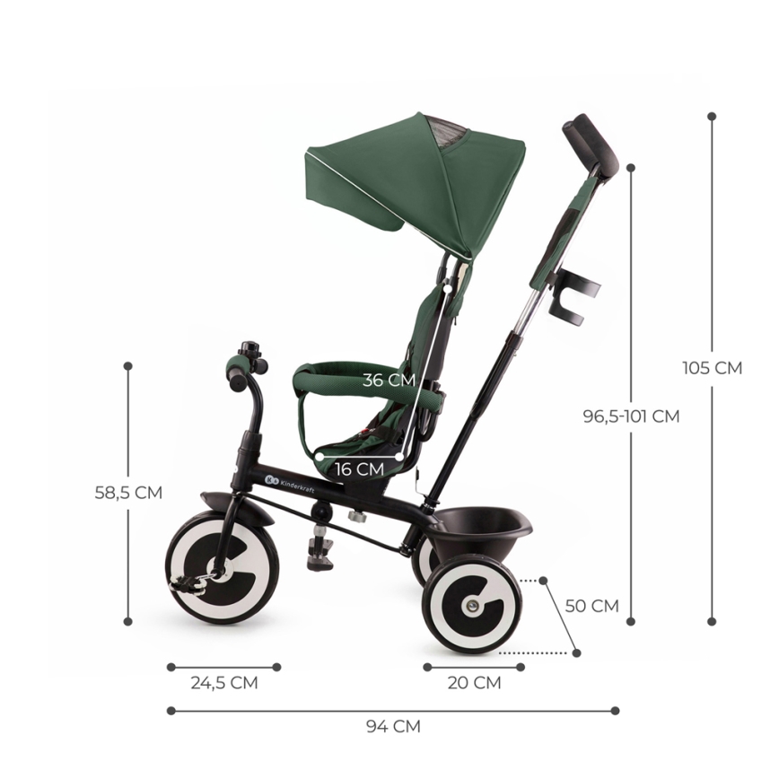 KINDERKRAFT - Children's tricycle ASTON Mystic green