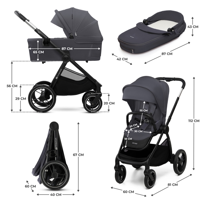 KINDERKRAFT - Combination stroller 2in1 NEA 2 Dark grey