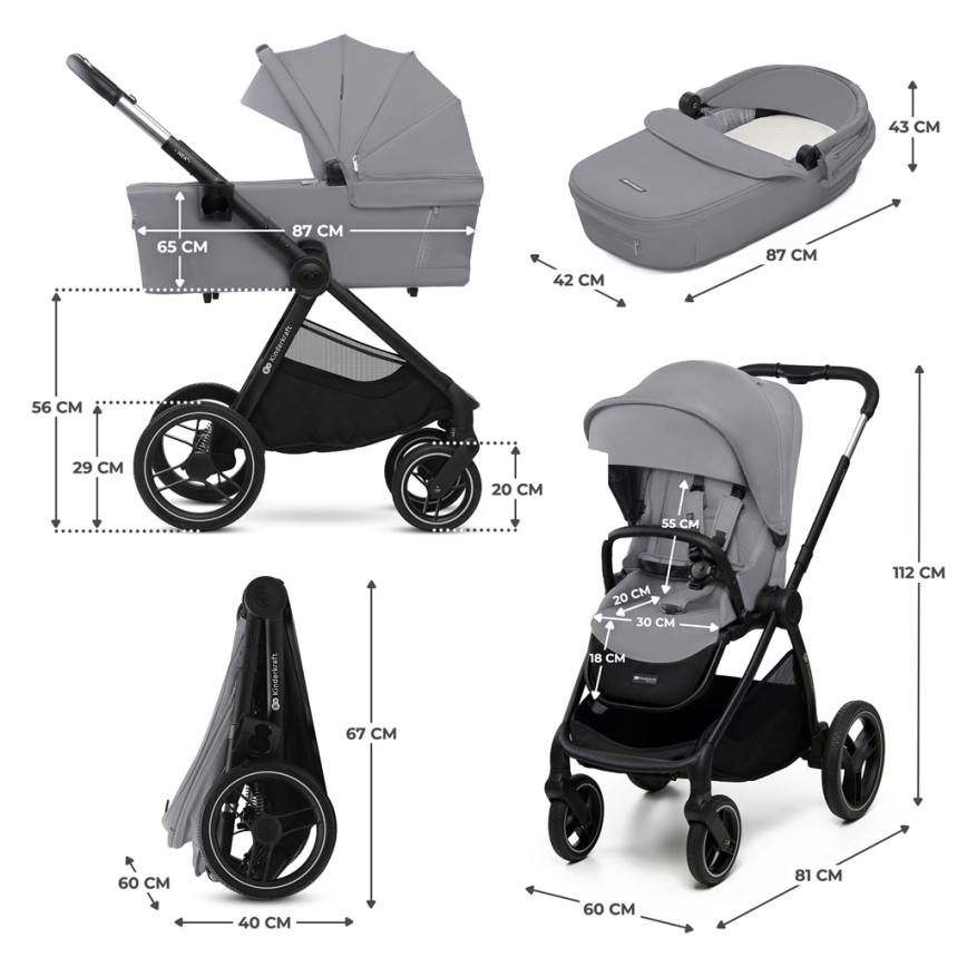KINDERKRAFT - Combination stroller 2in1 NEA 2 Platinum grey