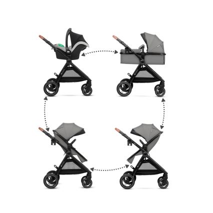 KINDERKRAFT - Combination stroller 3in1 ESME Moonlight grey + car seat MINK PRO