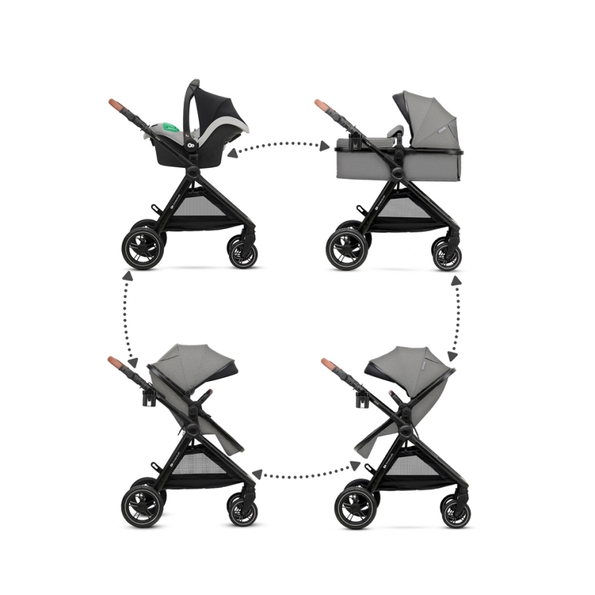 KINDERKRAFT - Combination stroller 3in1 ESME Moonlight grey + car seat MINK PRO