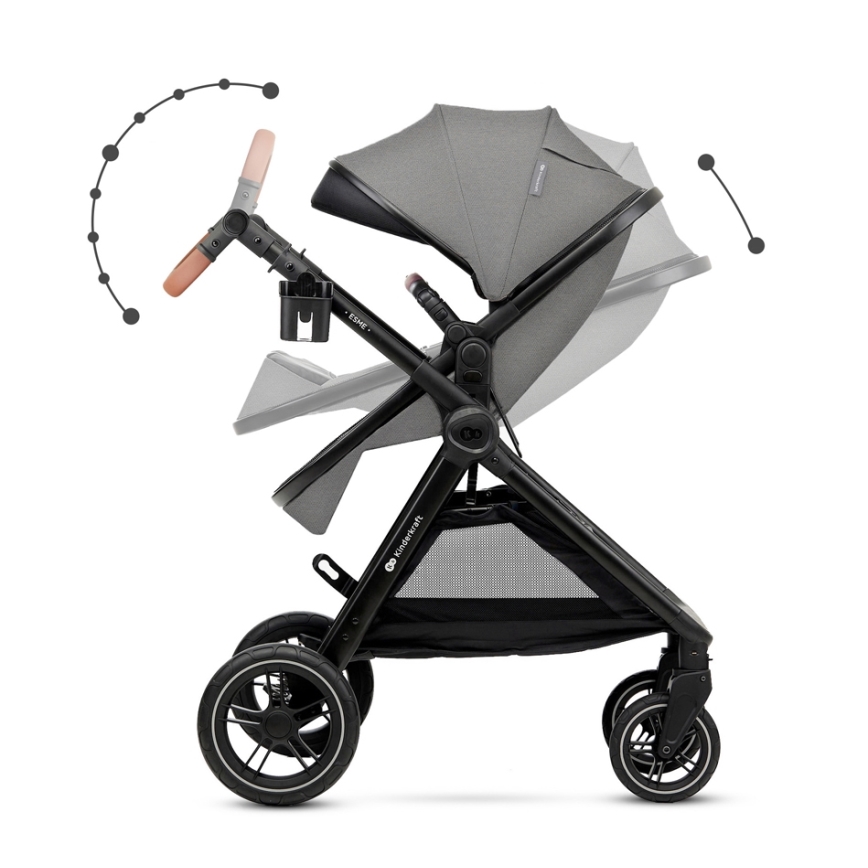 KINDERKRAFT - Combination stroller 3in1 ESME Moonlight grey + car seat MINK PRO