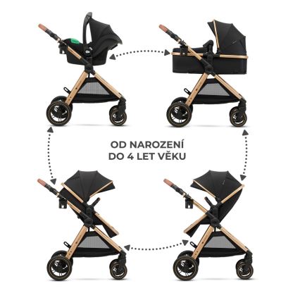 KINDERKRAFT - Combination stroller 3in1 ESME Pure black + car seat MINK PRO