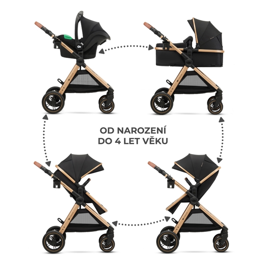 KINDERKRAFT - Combination stroller 3in1 ESME Pure black + car seat MINK PRO