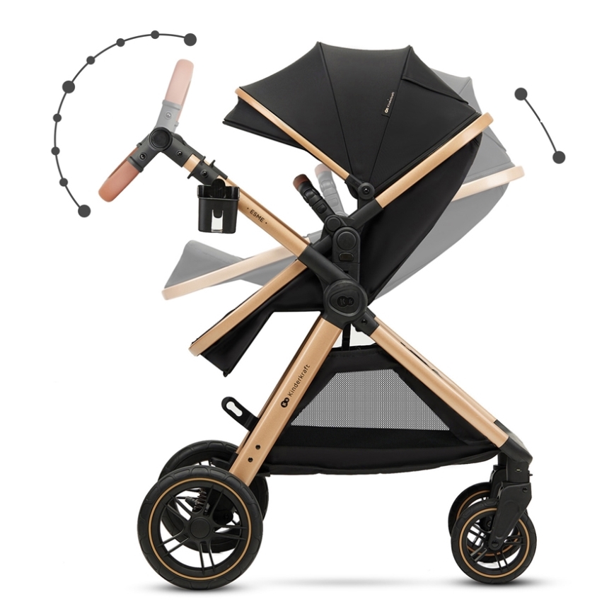 KINDERKRAFT - Combination stroller 3in1 ESME Pure black + car seat MINK PRO