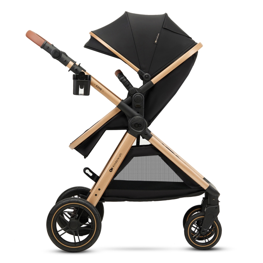 KINDERKRAFT - Combination stroller 3in1 ESME Pure black + car seat MINK PRO
