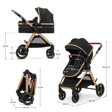 KINDERKRAFT - Combination stroller 3in1 ESME Pure black + car seat MINK PRO