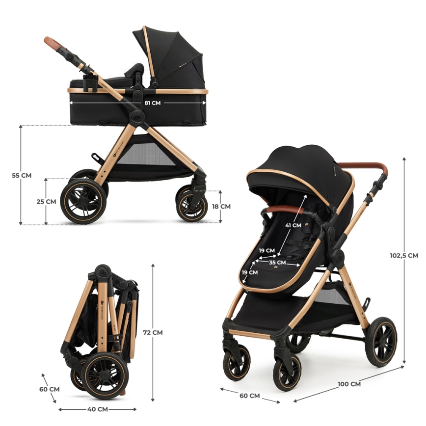 KINDERKRAFT - Combination stroller 3in1 ESME Pure black + car seat MINK PRO