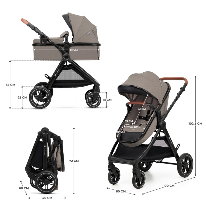 KINDERKRAFT - Combination stroller 3in1 ESME Sand beige + car seat MINK PRO