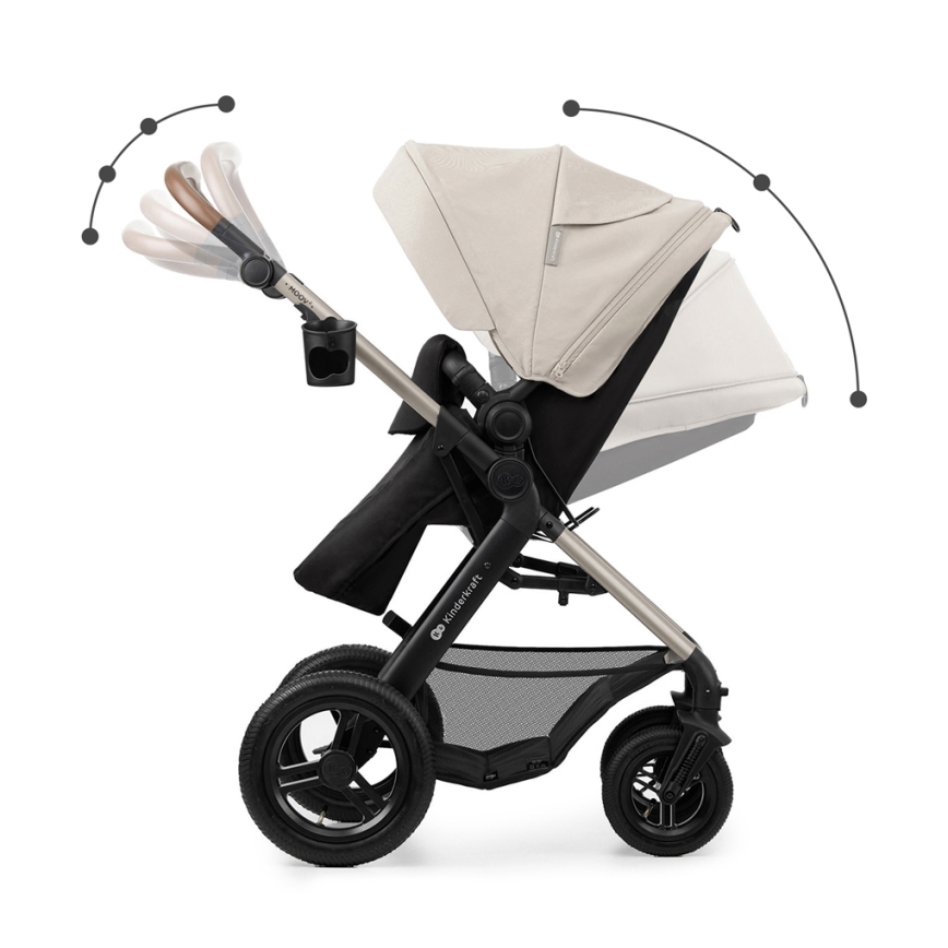 KINDERKRAFT - Combination stroller 3in1 MOOV 2 AIR Moonlight grey + car seat MINK PRO