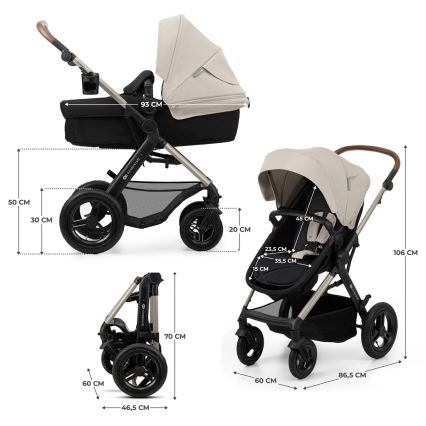 KINDERKRAFT - Combination stroller 3in1 MOOV 2 AIR Moonlight grey + car seat MINK PRO