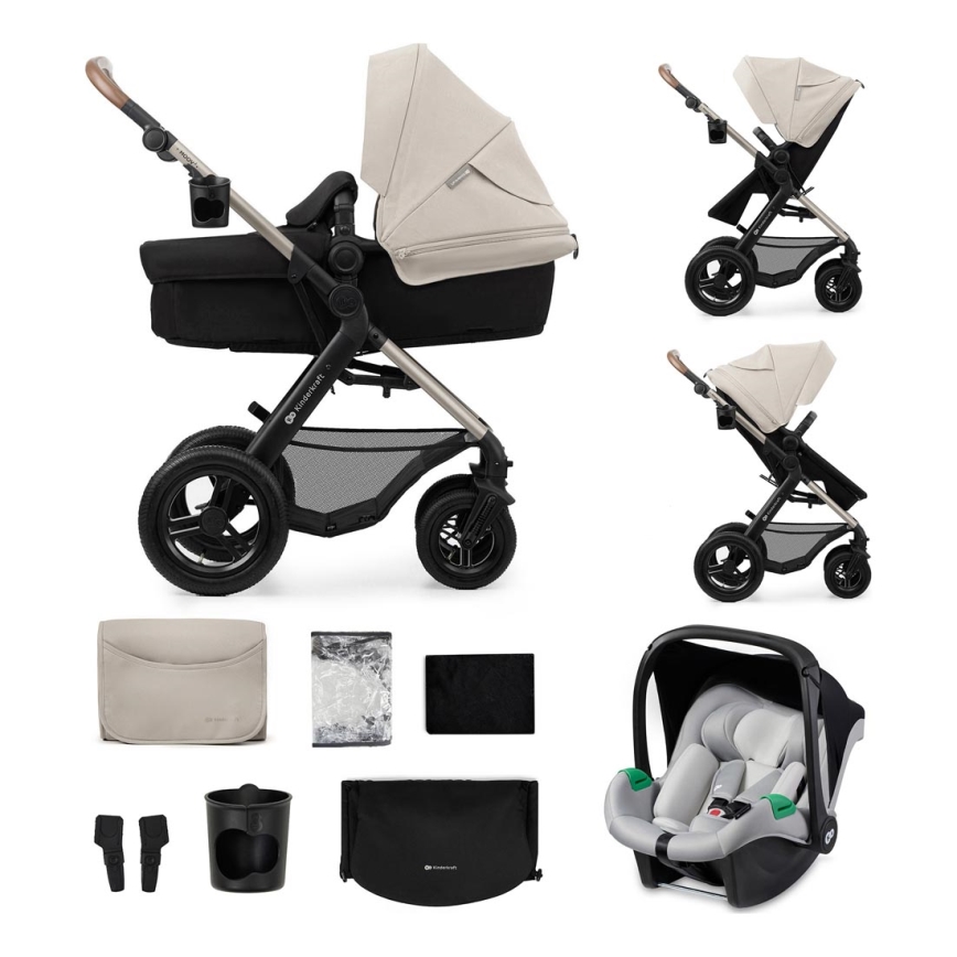 KINDERKRAFT - Combination stroller 3in1 MOOV 2 AIR Moonlight grey + car seat MINK PRO