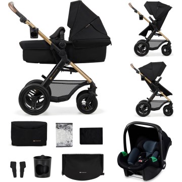 KINDERKRAFT - Combination stroller 3in1 MOOV 2 AIR Pure black + car seat MINK PRO