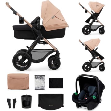 KINDERKRAFT - Combination stroller 3in1 MOOV 2 AIR Sand beige + car seat MINK PRO